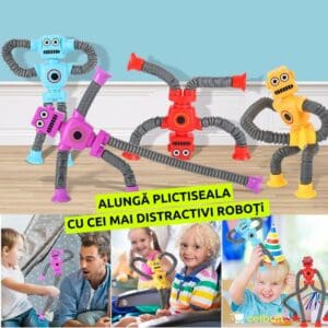 Jucarie Robot Telescopic cu Led și Ventuze
